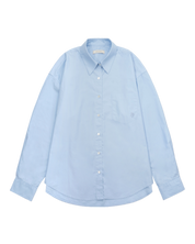 Overfit Silky Cotton Shirt In Light Blue