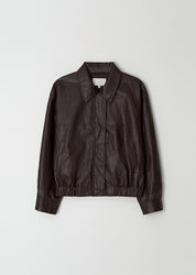 Leather Blouson Jacket In Brown