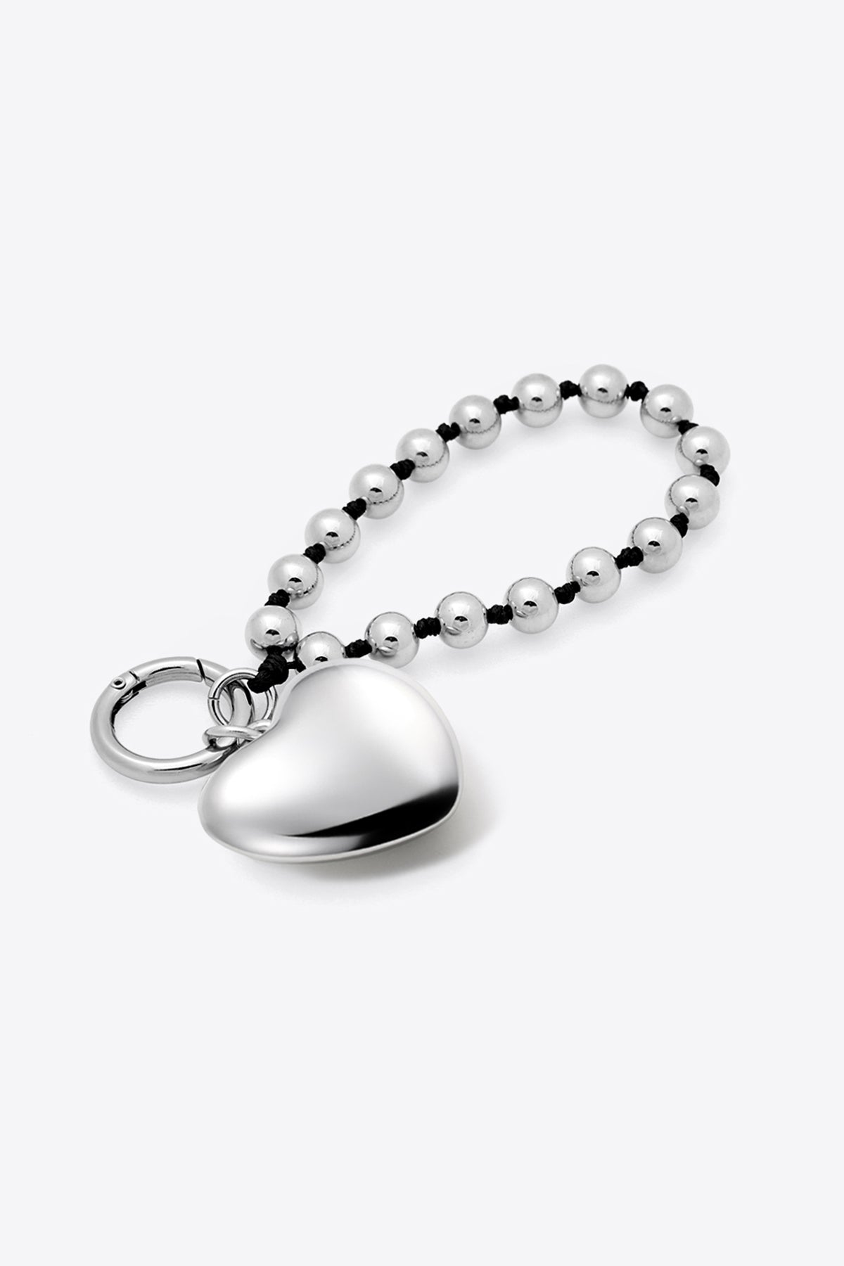 Heart And Ball Strap Keyring In Black