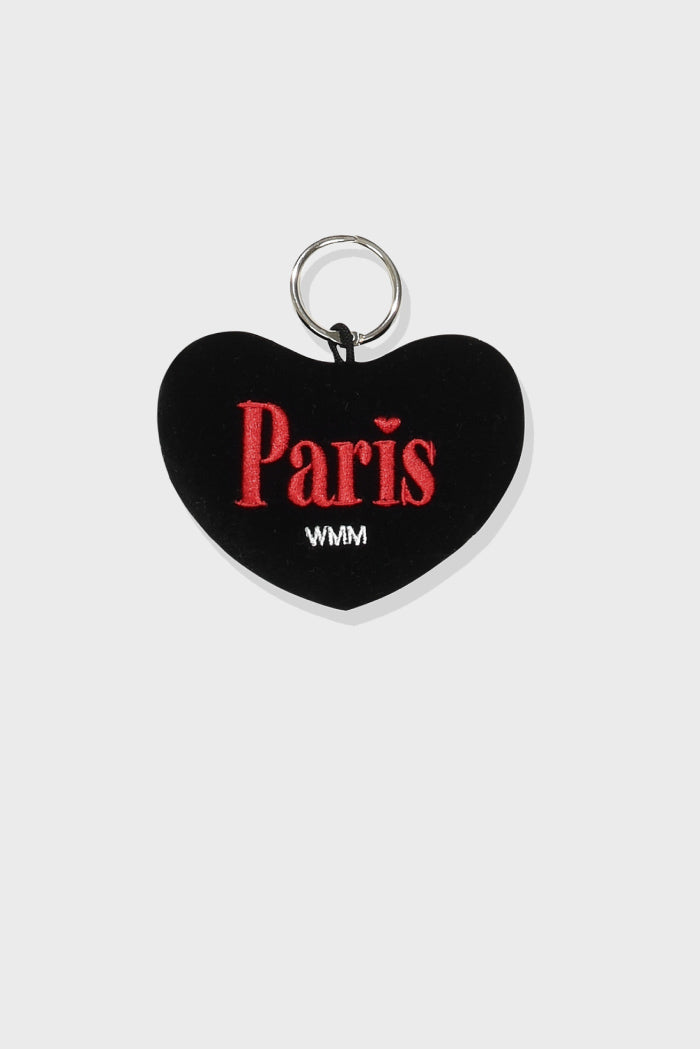 Paris Heart Keyring In Black