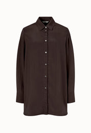 Oversized Flowing Shirt In Dark Brown
