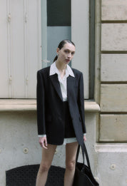 Wool Silk Tailored Jacket In Black