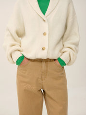 Shawl Collar Cardigan In Ivory