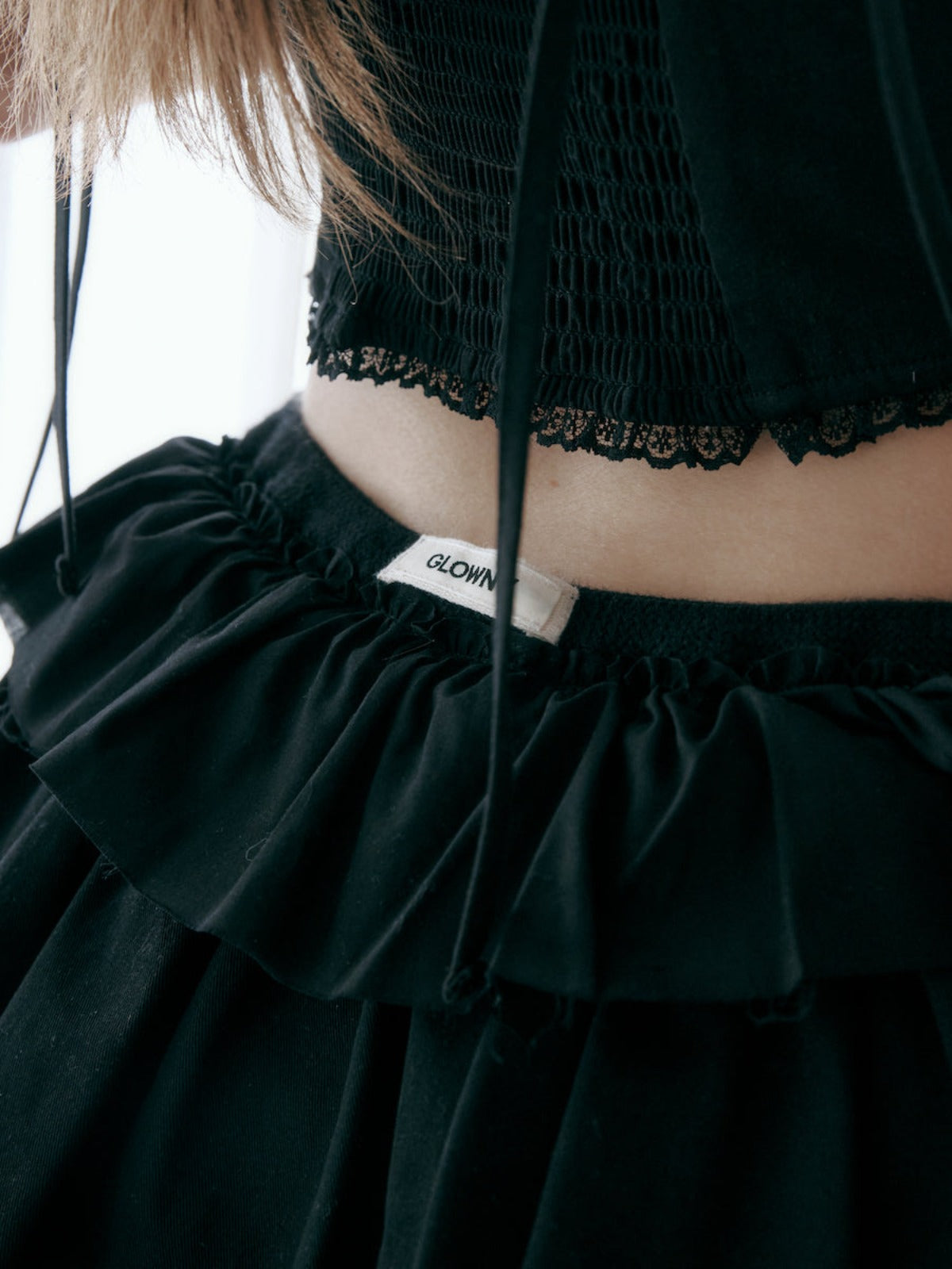 Girlfriend Ruffle Mini Skirt In Black