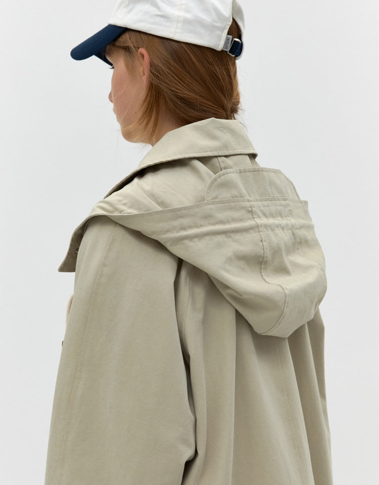 Half Hood Trench In Beige