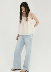 Relaxed Washing Denim Pants In Blue