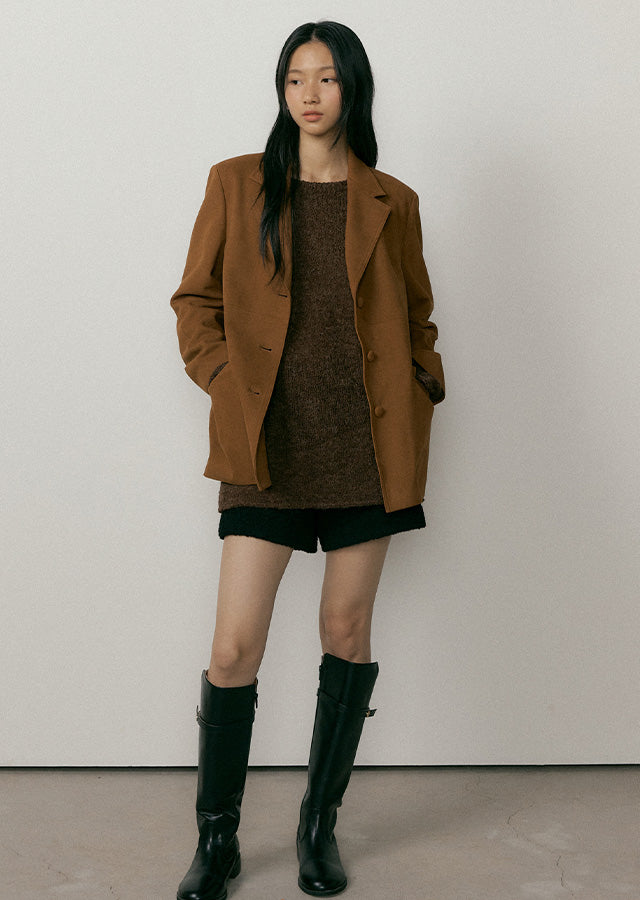 Suede Single Jacket In Brown