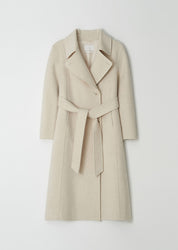 Handmade Cashmere Belted Coat In Oatmeal