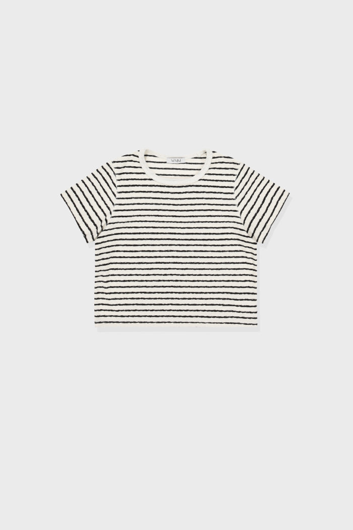 Weaving Half T Shirt (Stripe) In White & Black