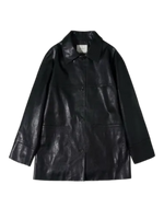 Faux Leather Oversized Half Jacket In Black