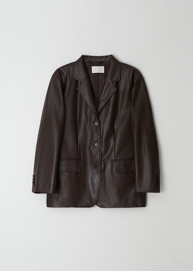 Leather Single Jacket In Brown