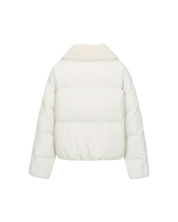 Fur Collar Shorts Padded Jumper In Ivory