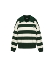 Wappen Stripe Collar Sweatshirt In Green