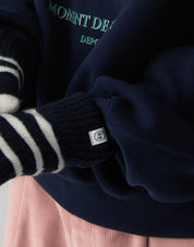 海軍藍條紋針織手套