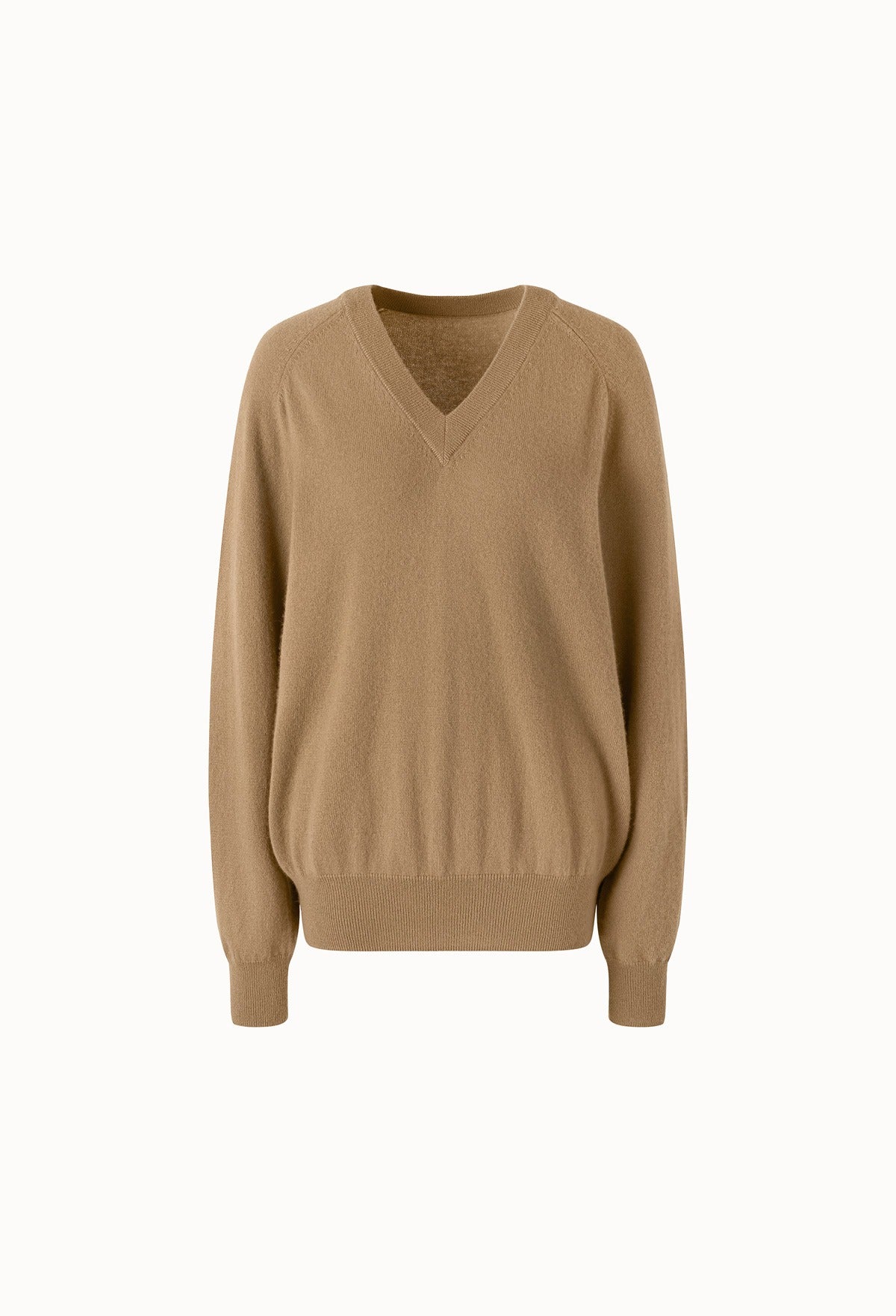 Cashmere 100 V-neck Sweater In Camel