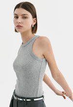 Curved Sleeveless Top In Gray