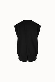 Merino Wool Wrap Knitted Vest In Black