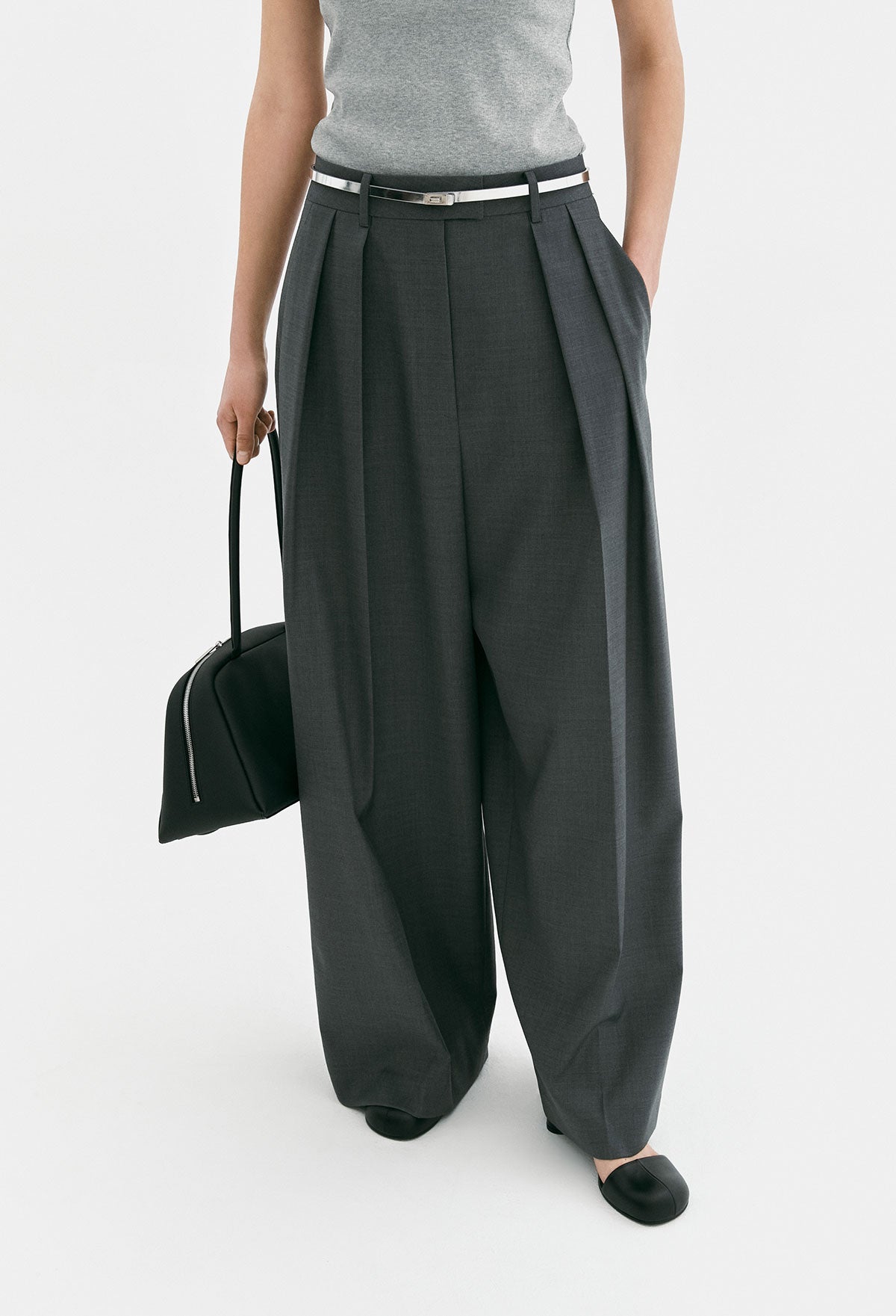 Summer Wool Trousers In Gray