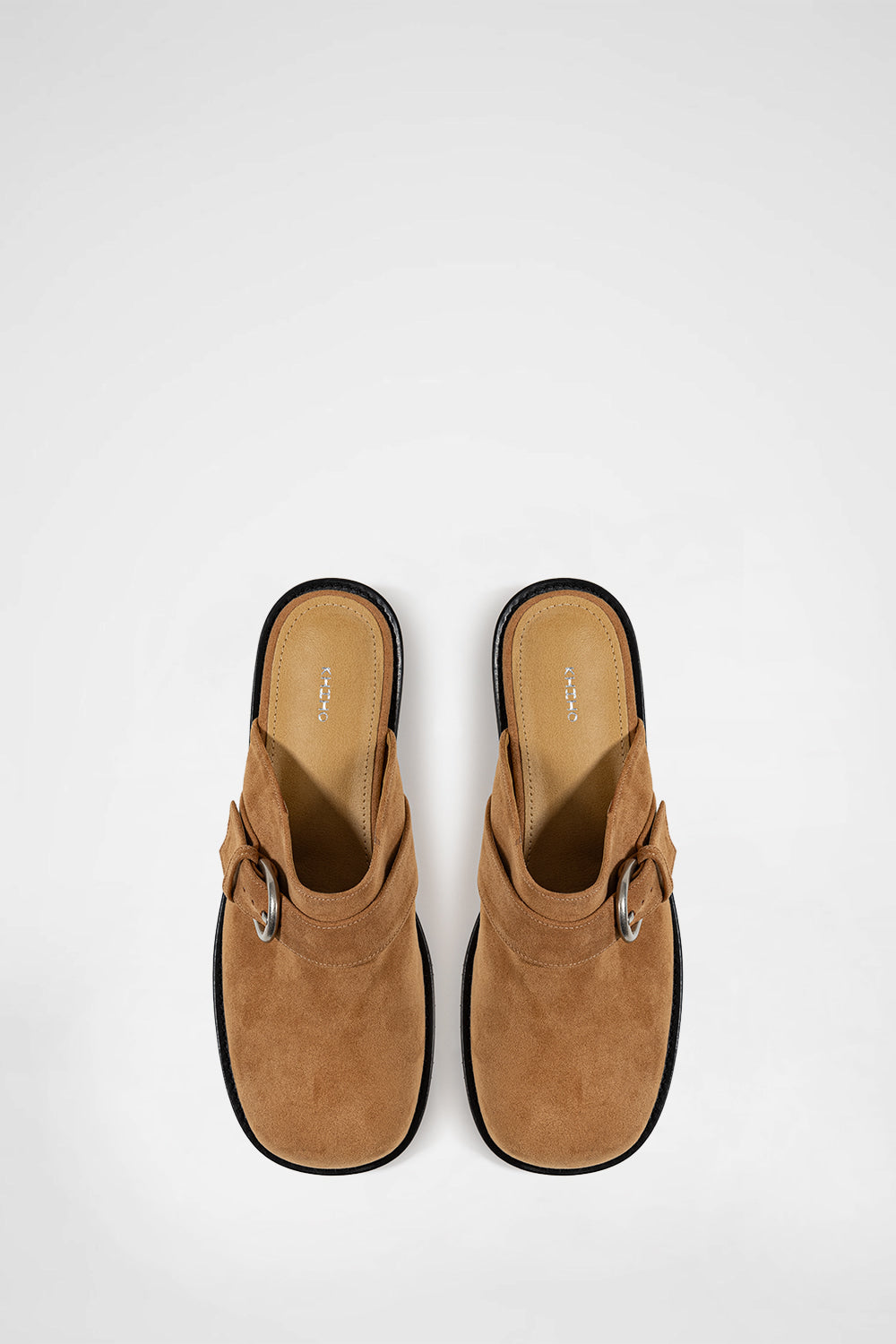 Slim Buckle Mules In Beige