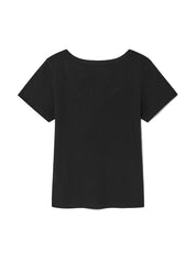 Province Eyelet Button Tee In Black