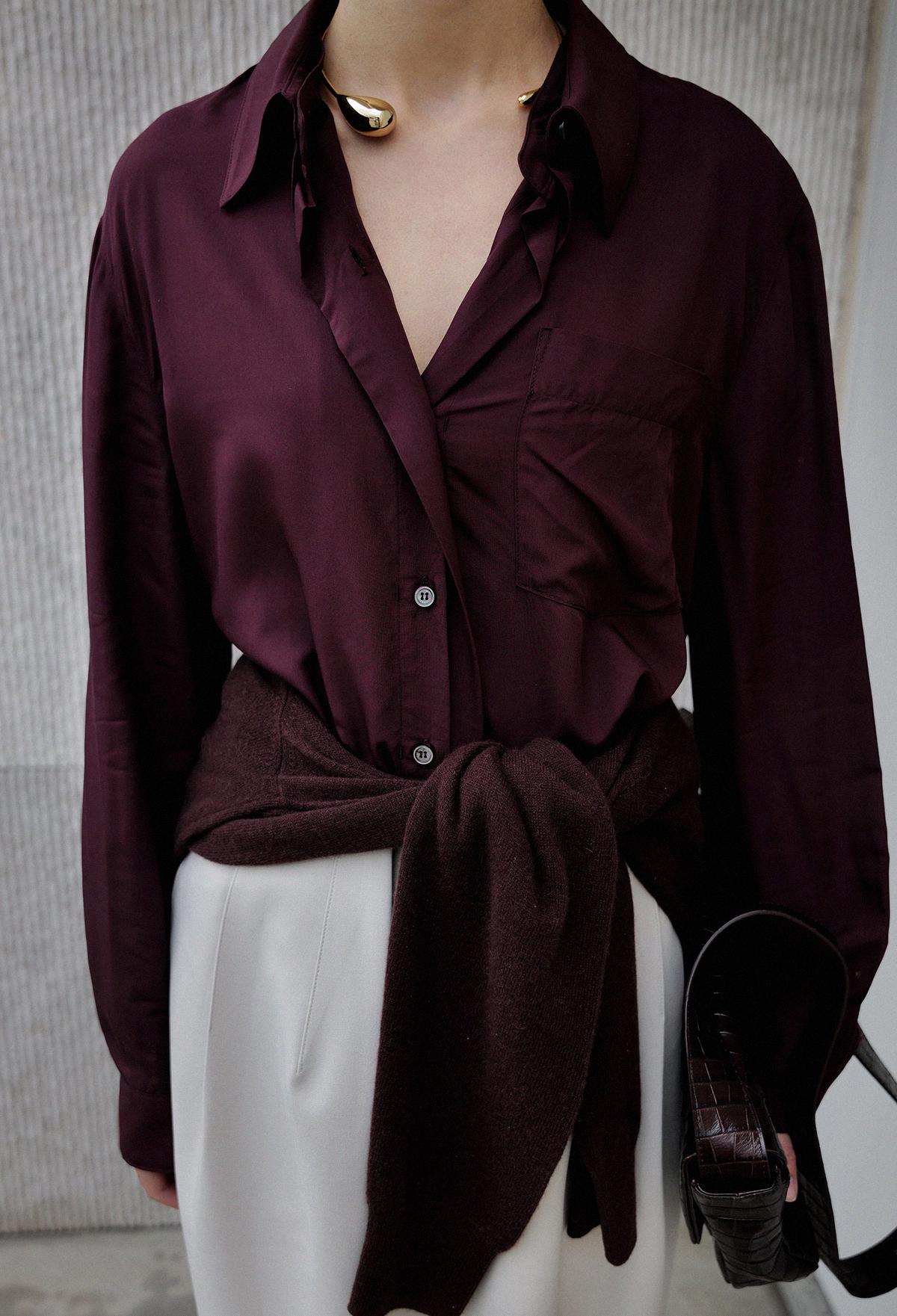 Double Placket Shirt In Brown