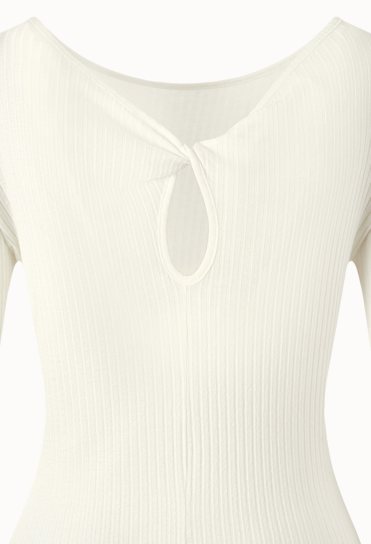 Twisted-back Cutout Ribbed Top In Ivory