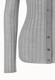 Wool Tencel V-neck Cardigan In Gray