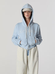 Bonnie Crop Zip Up In Baby Blue