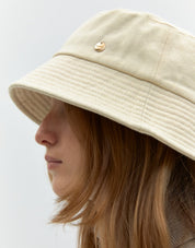 淺米色棉質斜紋漁夫帽