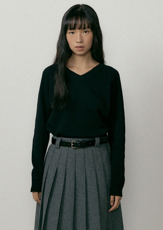 Lambswool V-neck Knit In Black