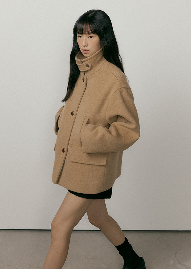 Standard Wool Short Coat In Camel