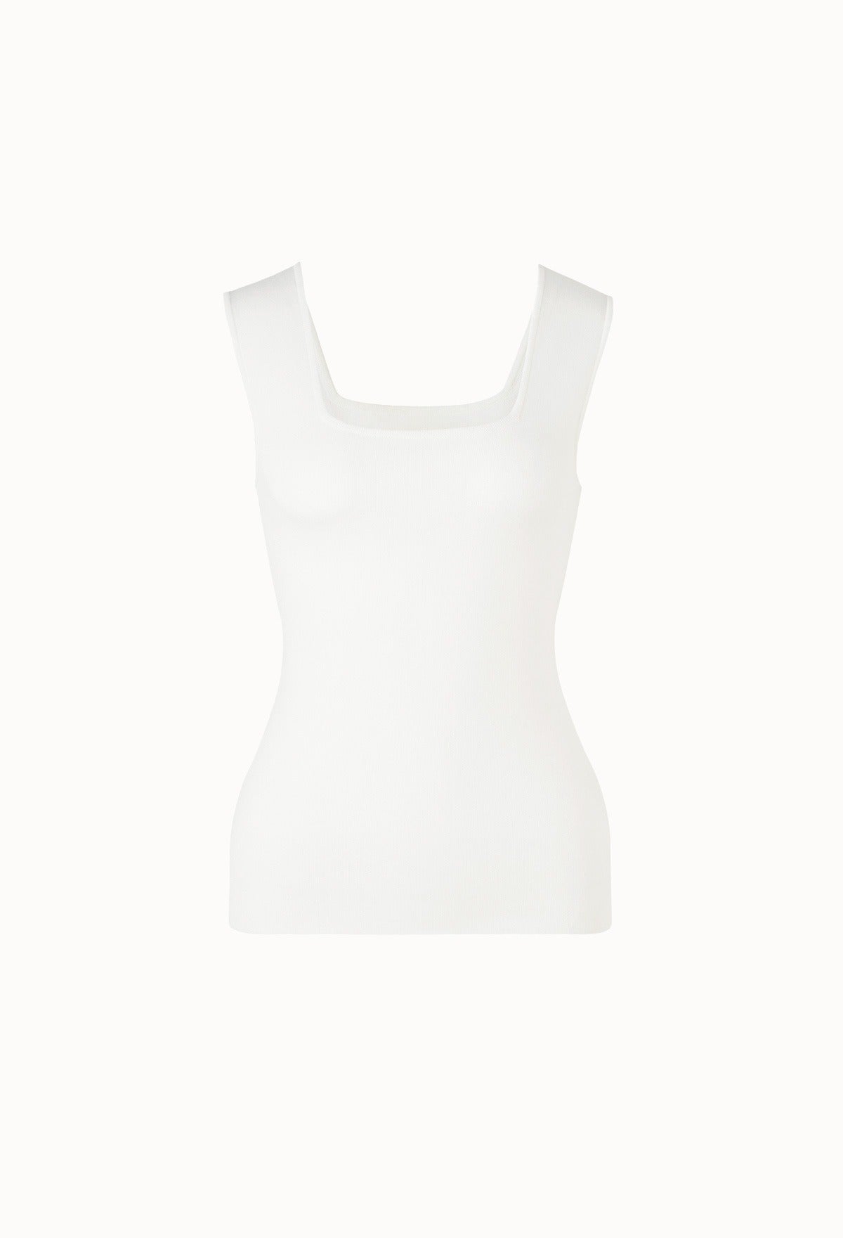 Square-neck Sleeveless Knitted Top In Ivory