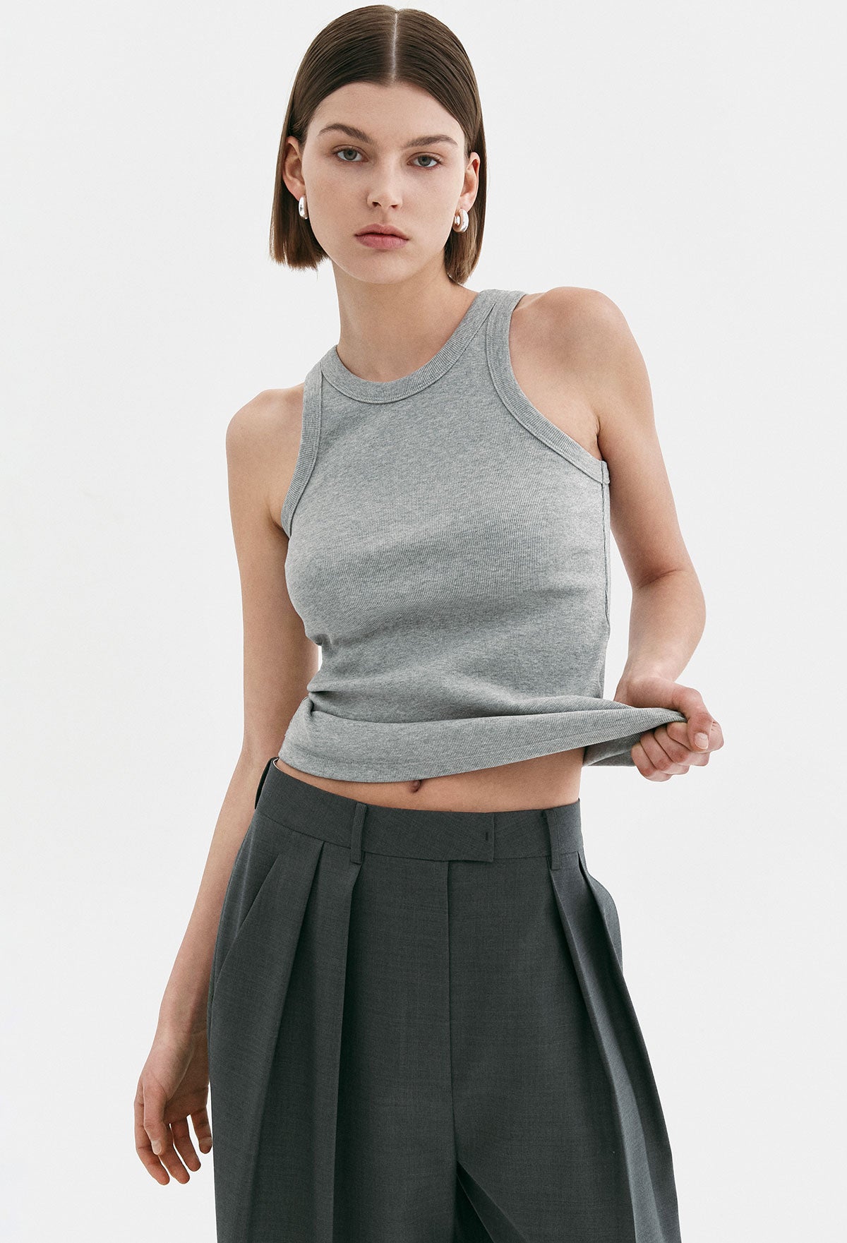 Summer Wool Trousers In Gray