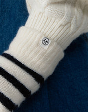 Stripe Knit Gloves In Ivory