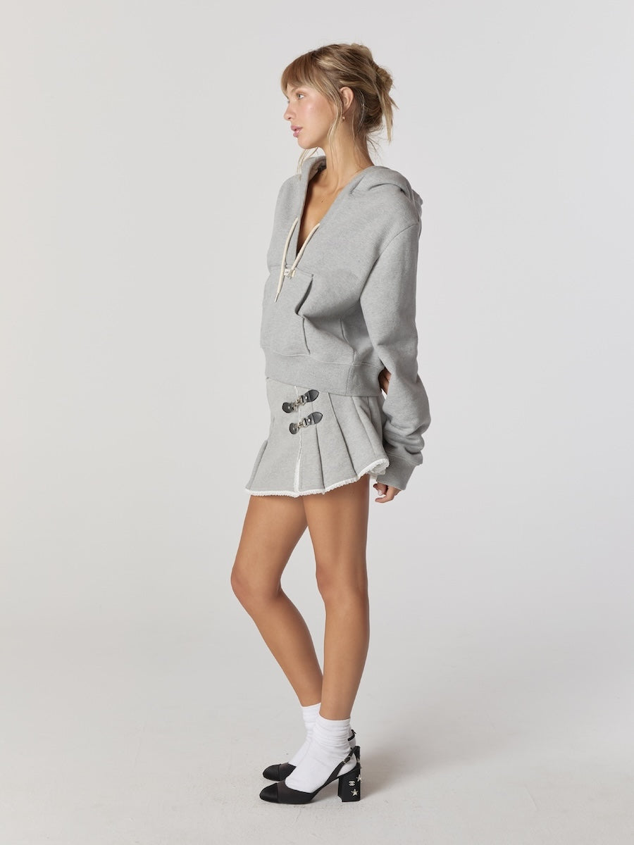 Ciao V Cut Hoodie In Gray