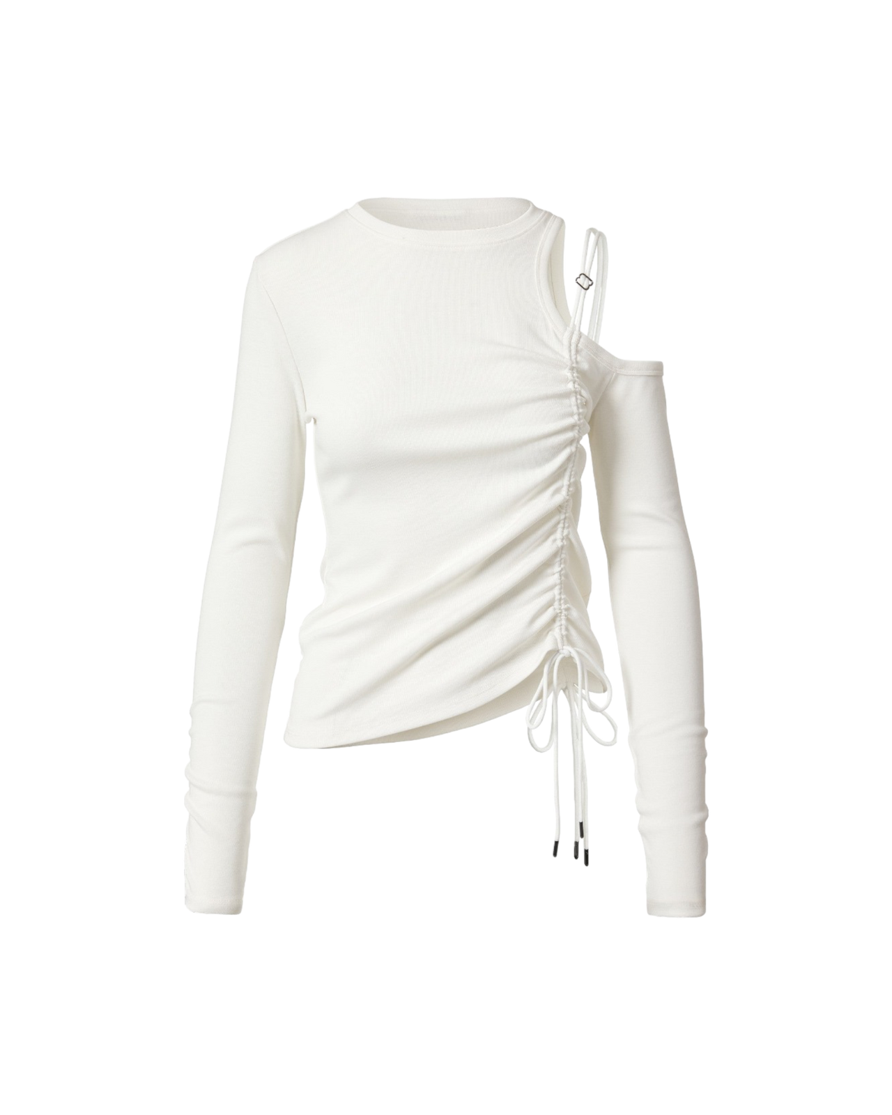 Cut-out Drawstring T-shirt In White