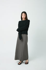 Long Slit Skirt In Charcoal