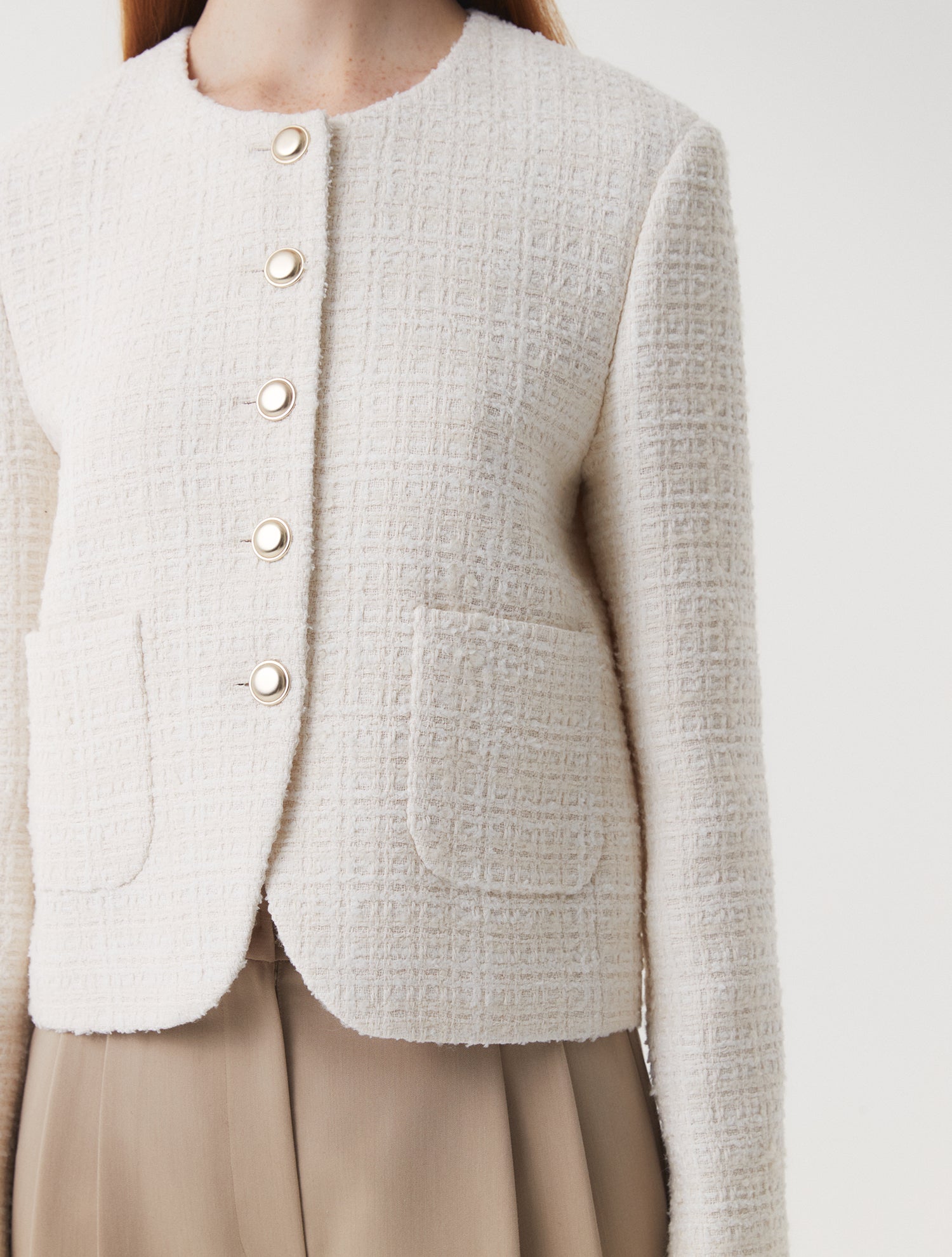 Elodie Tweed Jacket In Ivory