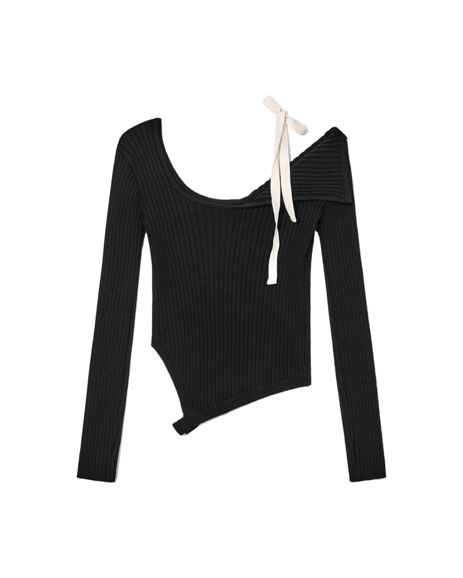 ISA Asymmetrical Knit Top In Black