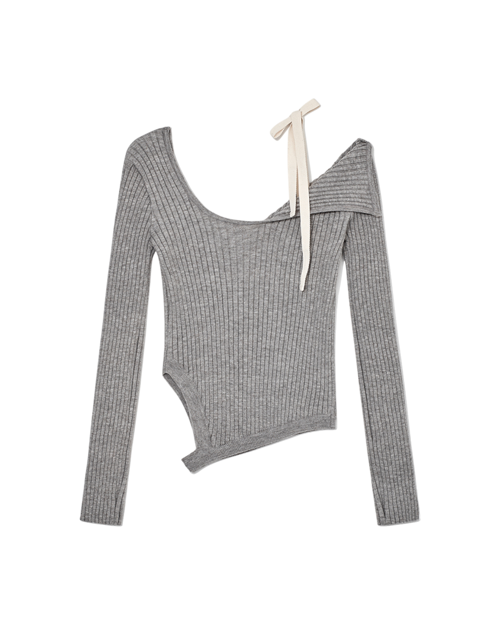 ISA Asymmetrical Knit Top In Gray - STORiES Hong Kong