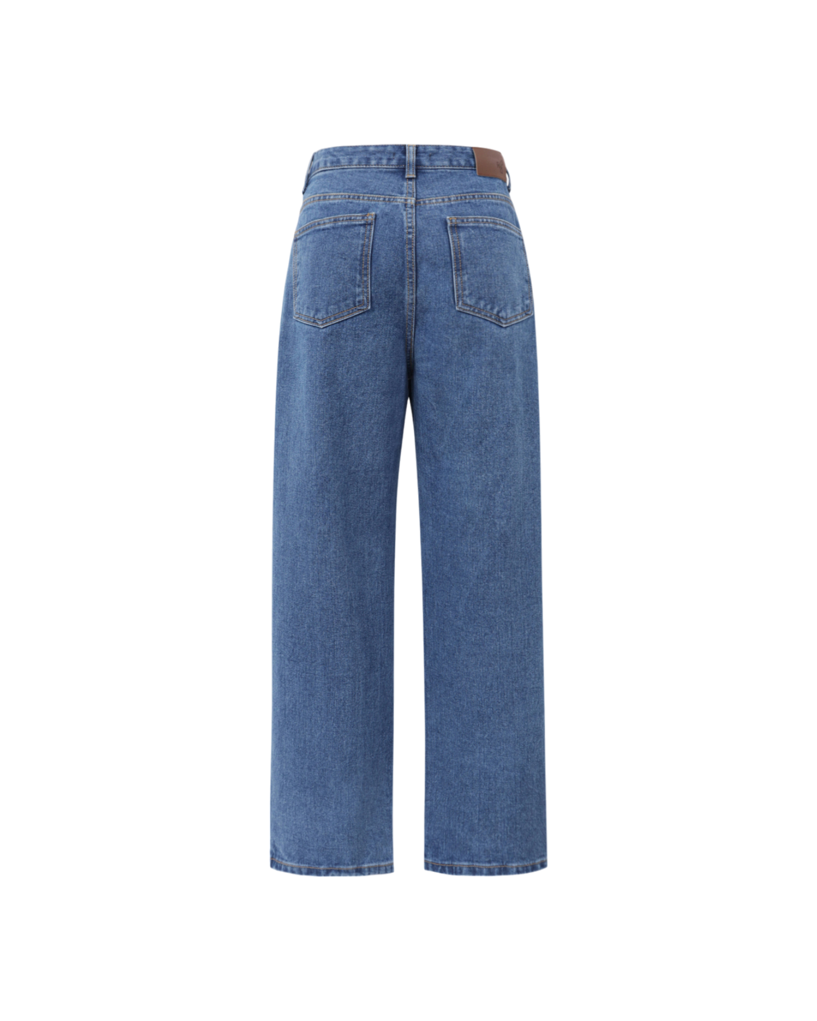 Pintuck Wide Denim Pants In Medium Blue