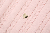 淺粉紅泡泡袖絞花針織衫