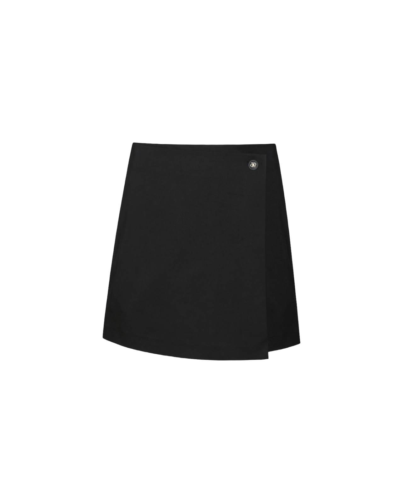 Button Wrap Skirt Pants In Black