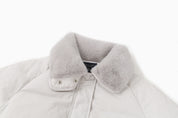 Fur Collar Long Padded Coat In Gray