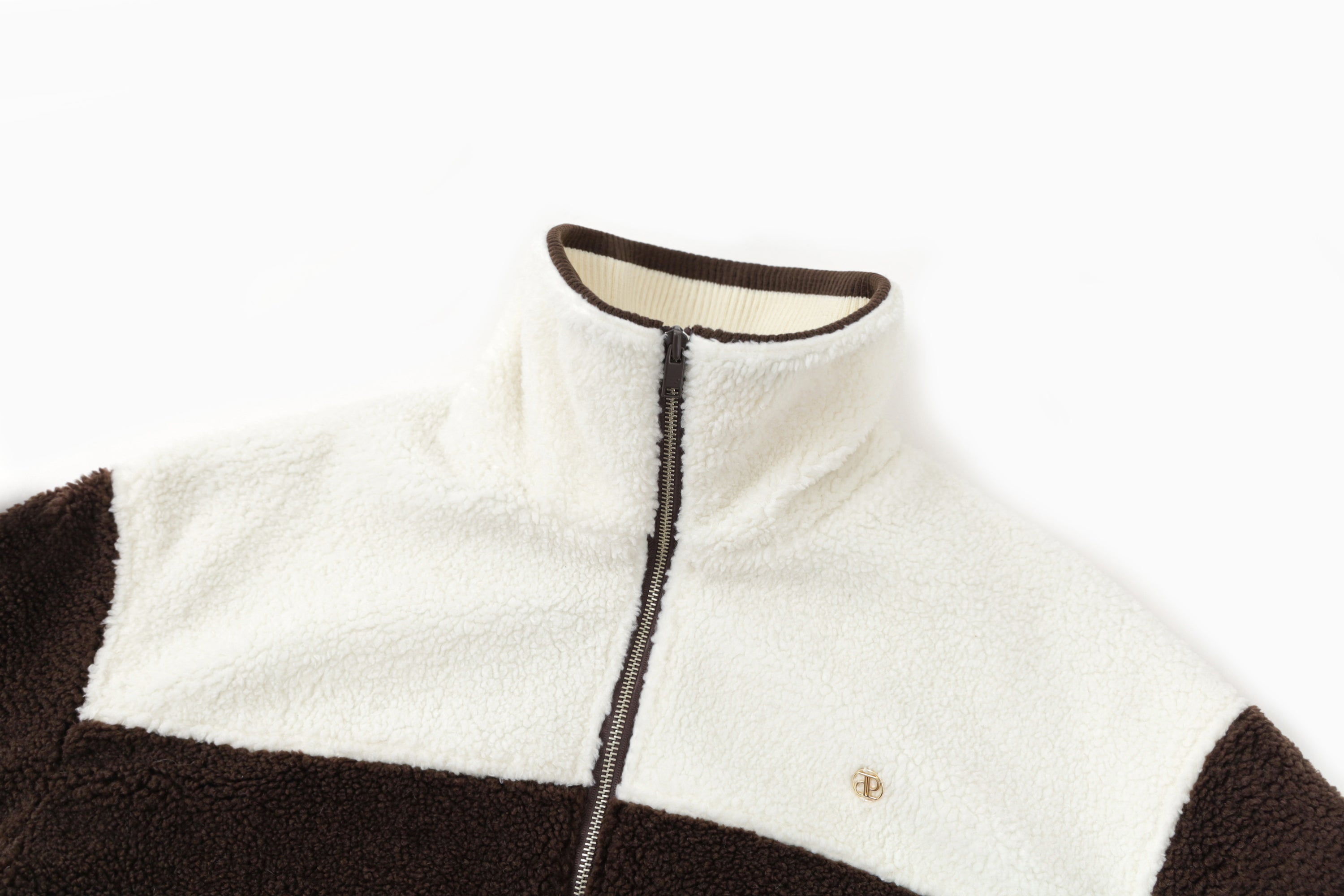 Boucle Collar Jumper In Brown