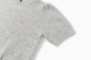 Wool Boucle Puff Sleeve Knit In Melange Gray