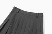 Pleats Long Skirt In Dark Gray