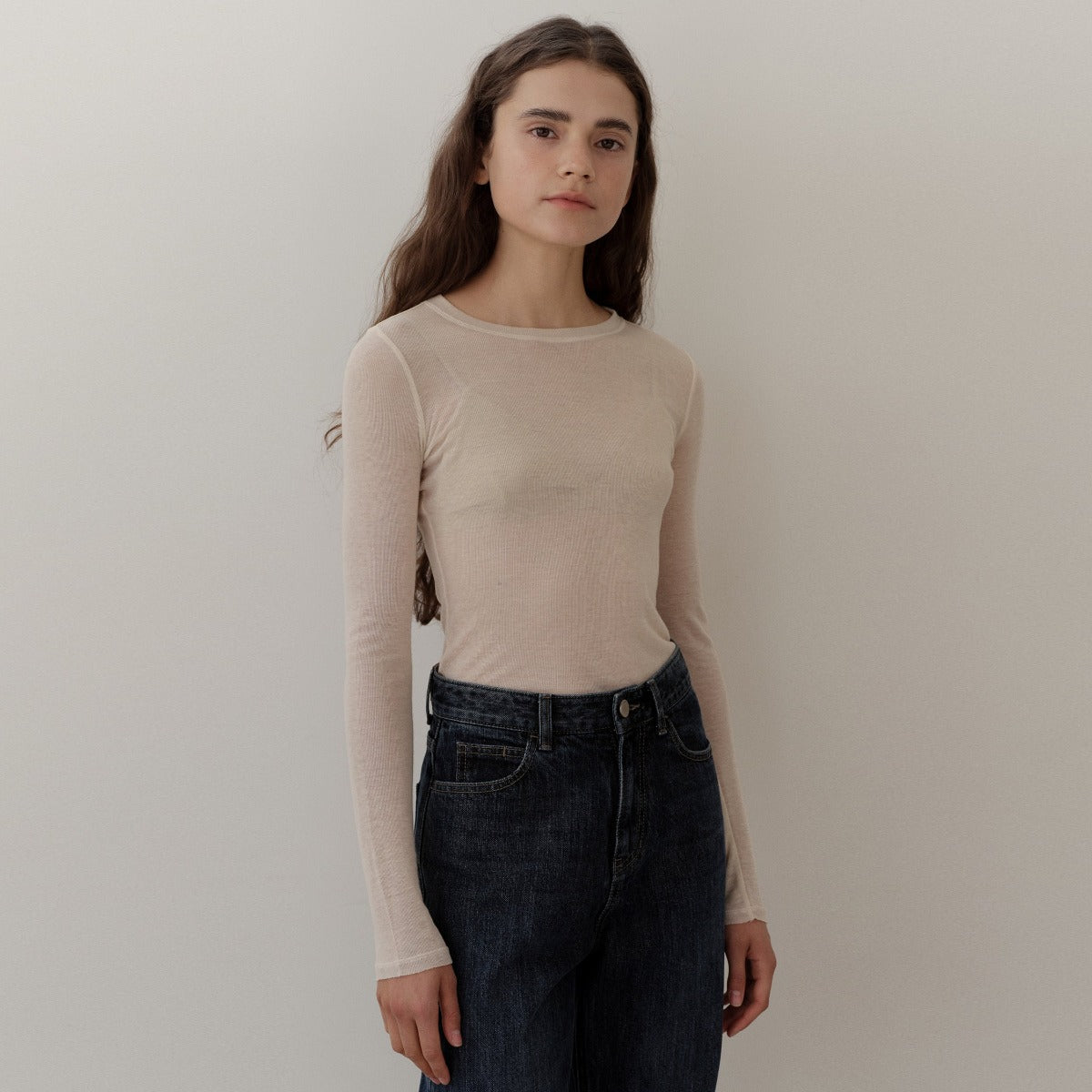 Wool Round T-shirt In Ivory