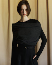 Gentle Wool Jersey Top In Charcoal