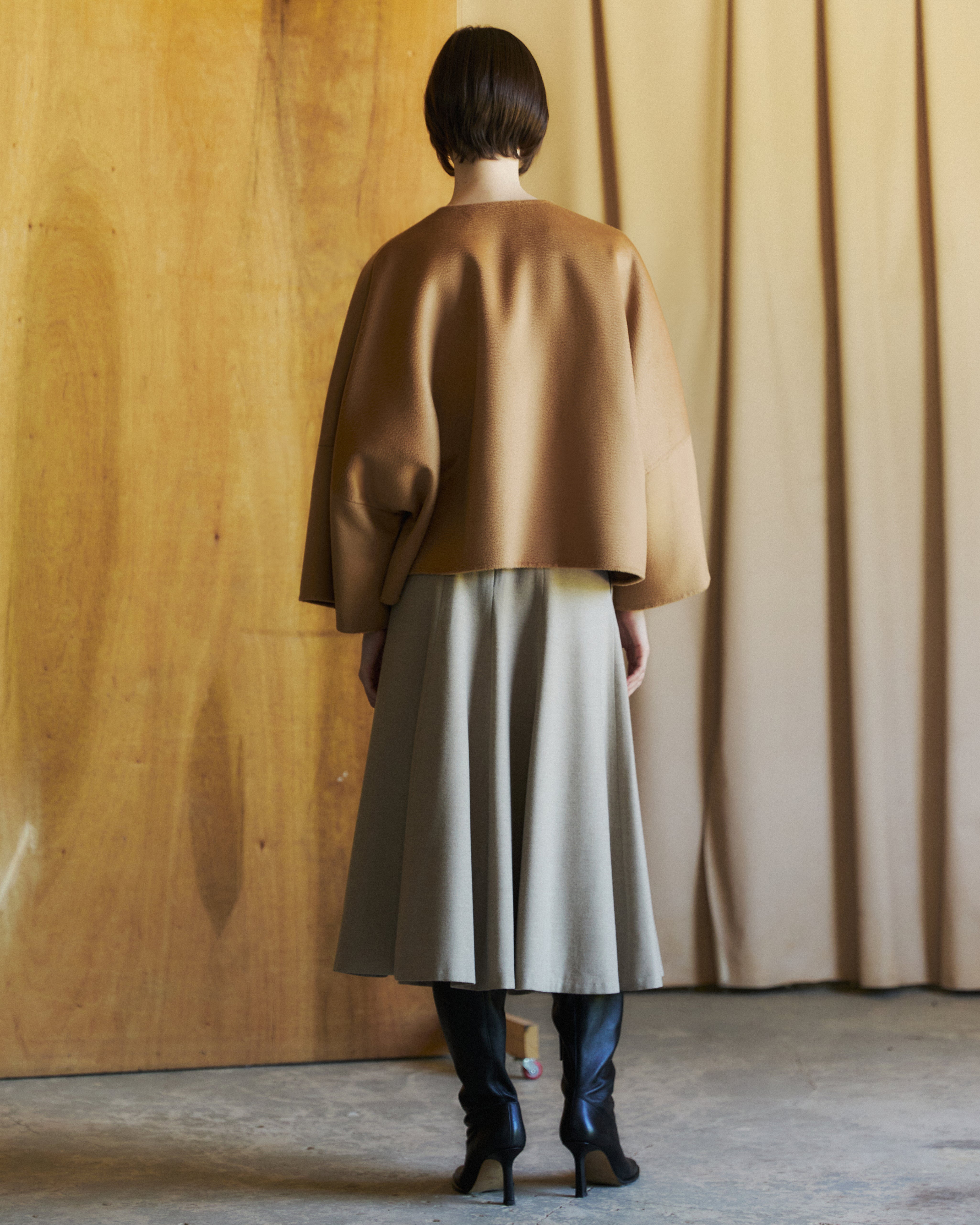 Cape Handmade Half Coat In Camel